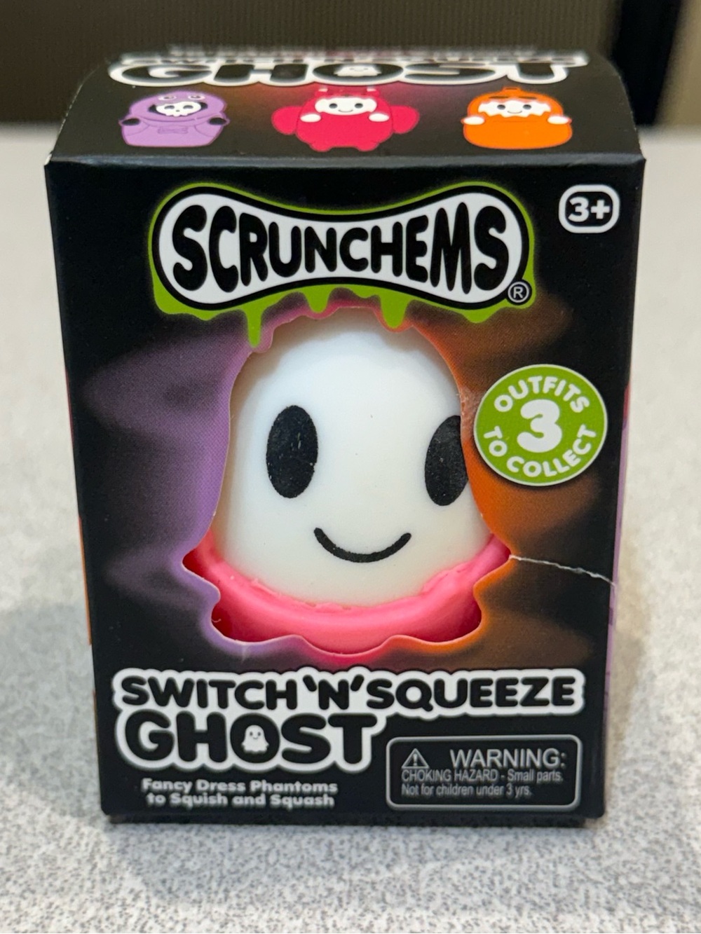 Scrunchems Switch 'N' Squeeze Ghost Squishy Fidget Sensory Toy Black Pink Ghost